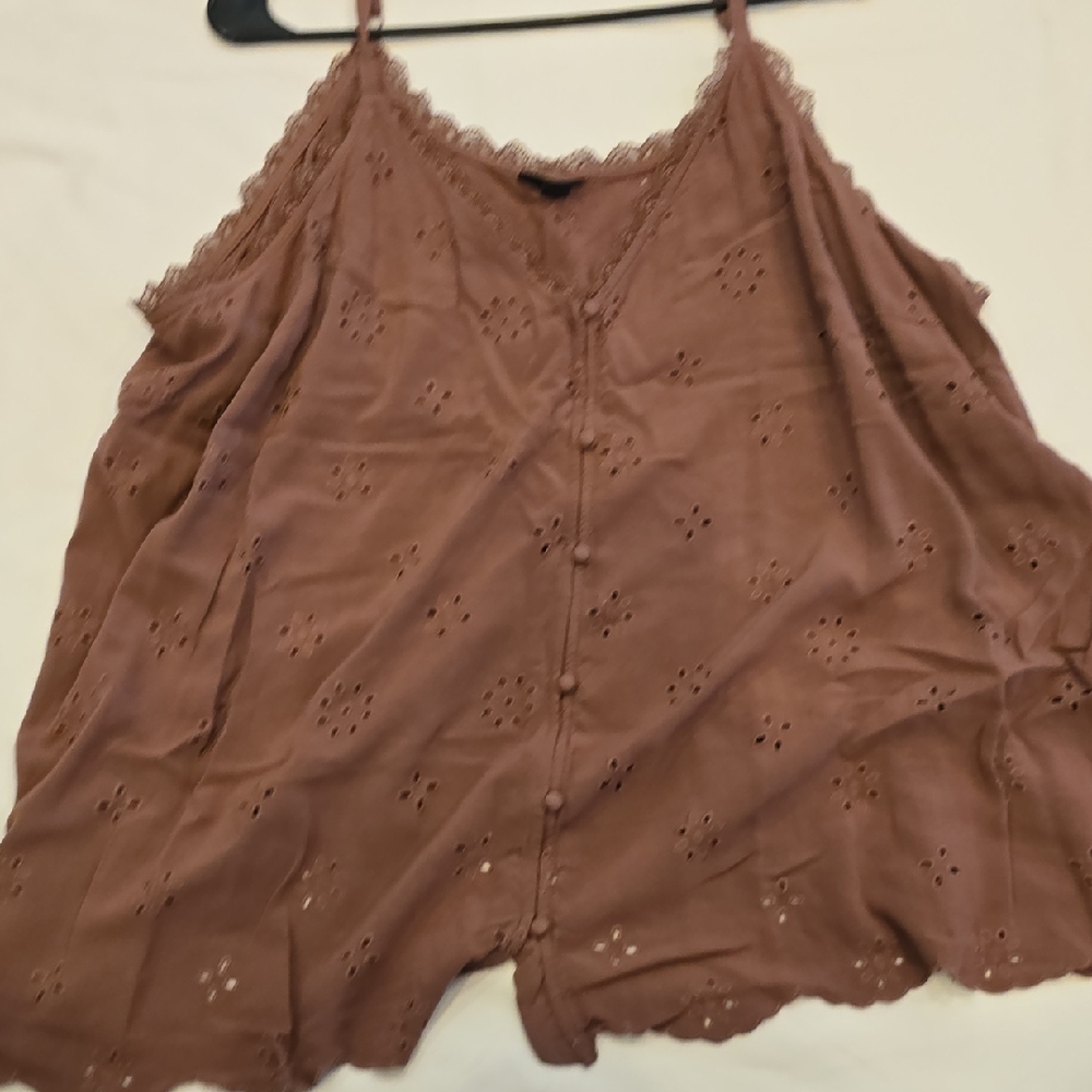Torrid Brown Eyelet Lace Blouse